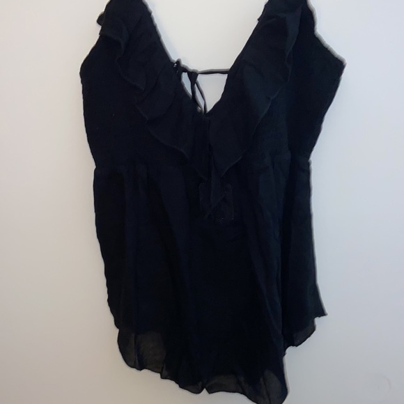 Chaser Black Ruffled Top with Smocking, size M, NWT - Picture 8 of 9